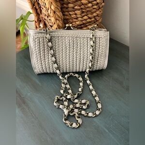 Anthropologie Grey Wallet Tumi leather Chain Crossbody bag.